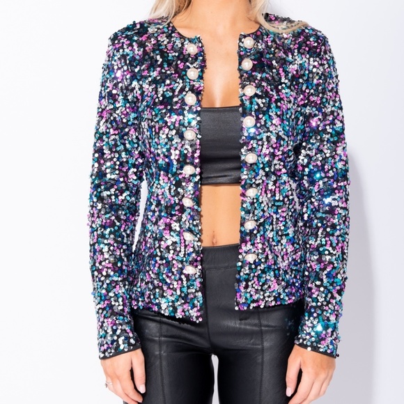 Confetti Queen Multicolored Sequin Blazer - Picture 2 of 8